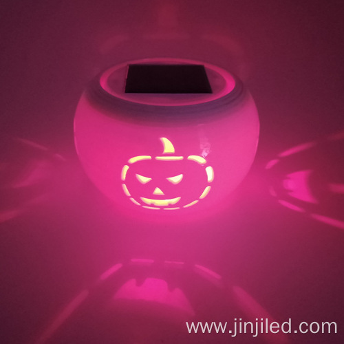 Pumpkin Ceramic Solar Lawn Lamp